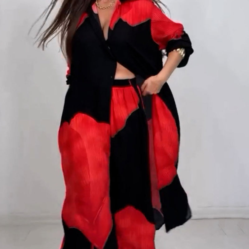 Dionicia - Elegantes Schaltfläche Daunen Hemd und Kordelzug Hose