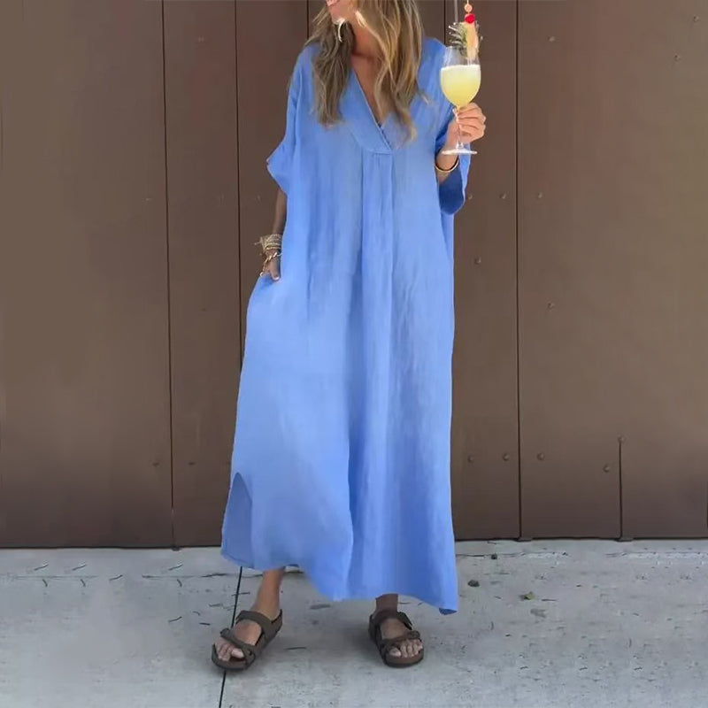 Arantxa - Elegantes Maxikleid Mit V-Ausschnitt