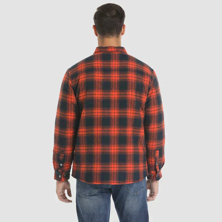 Herren Flanell Hemd Jacke lange Ärmel gesteppt gefüttert Plaid Mantel Button Down dicke Outwear für Winter