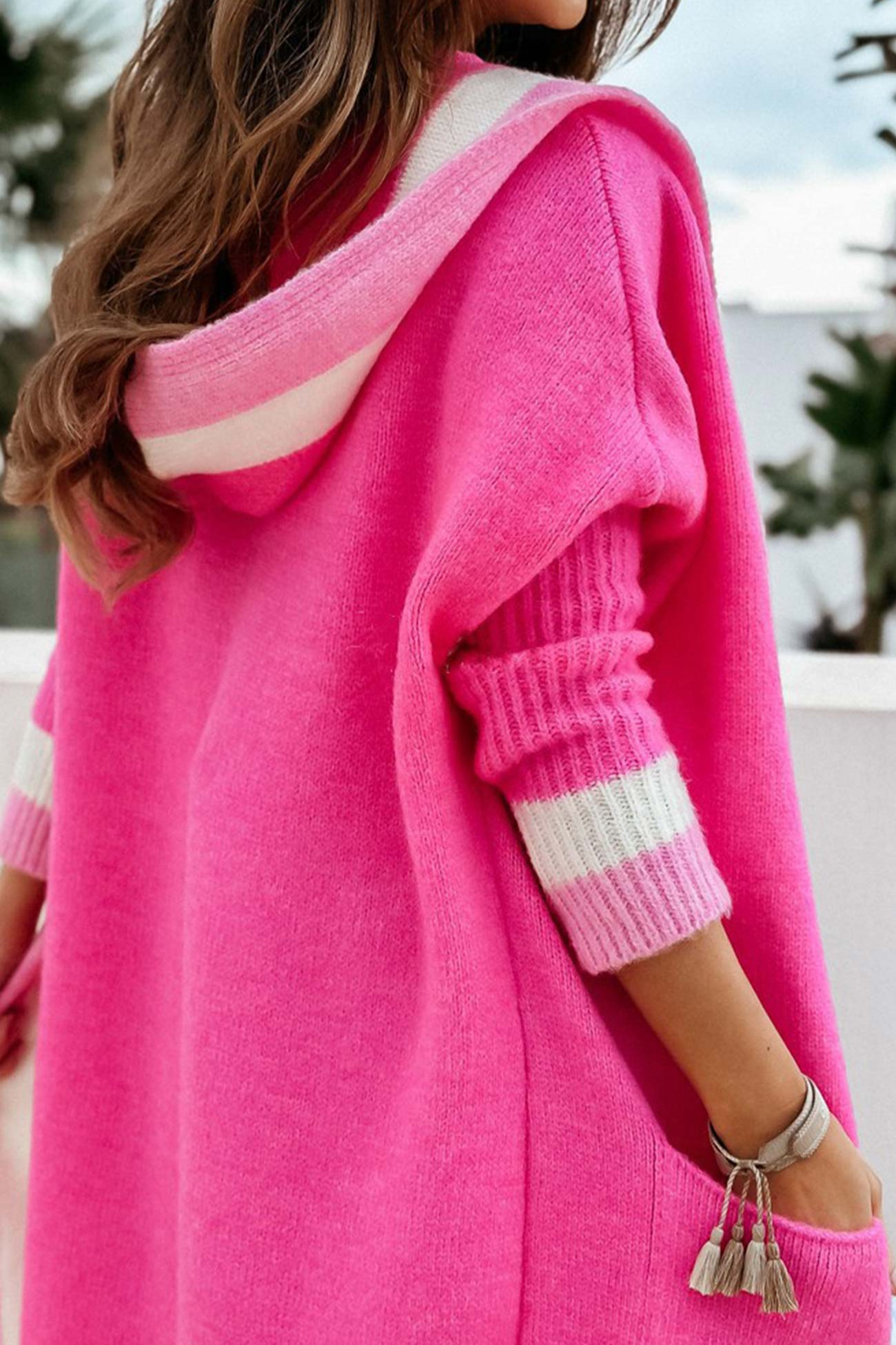 Loraine | Strickjacke Damen Lang | mit Kapuze