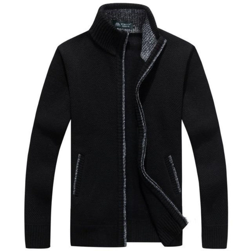 Arcel | Herren Strickjacke mit Reißverschluss | Schwarz