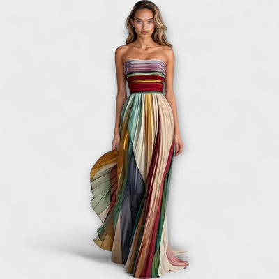 Aubrey | Strapless Maxi Dress in Sunset Breeze