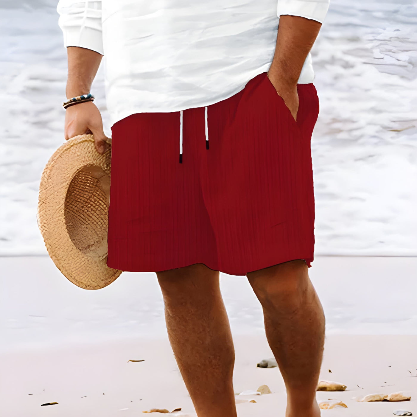 Herren Baumwoll Streifen Strand Kurze Hosen