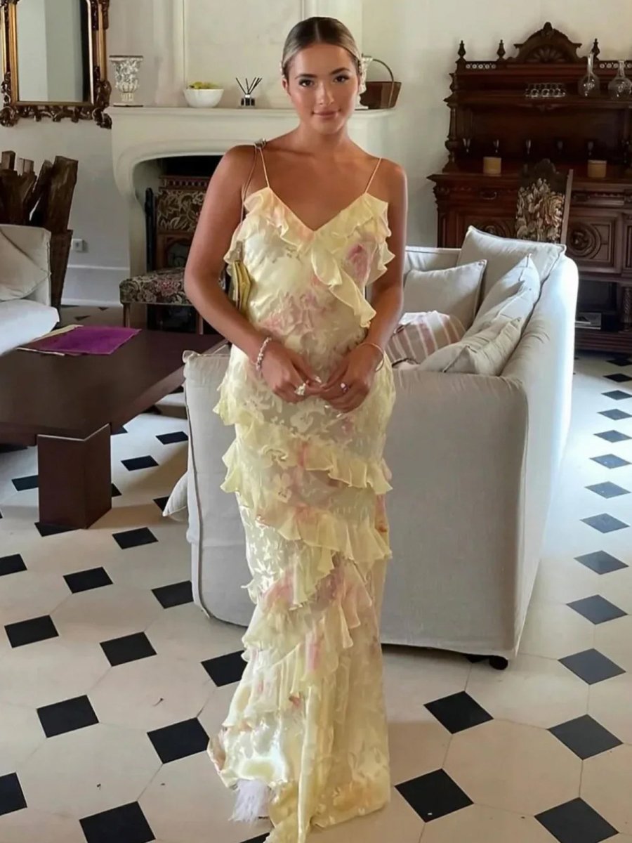 Latonya - Licht Kleid Mit Rüschen